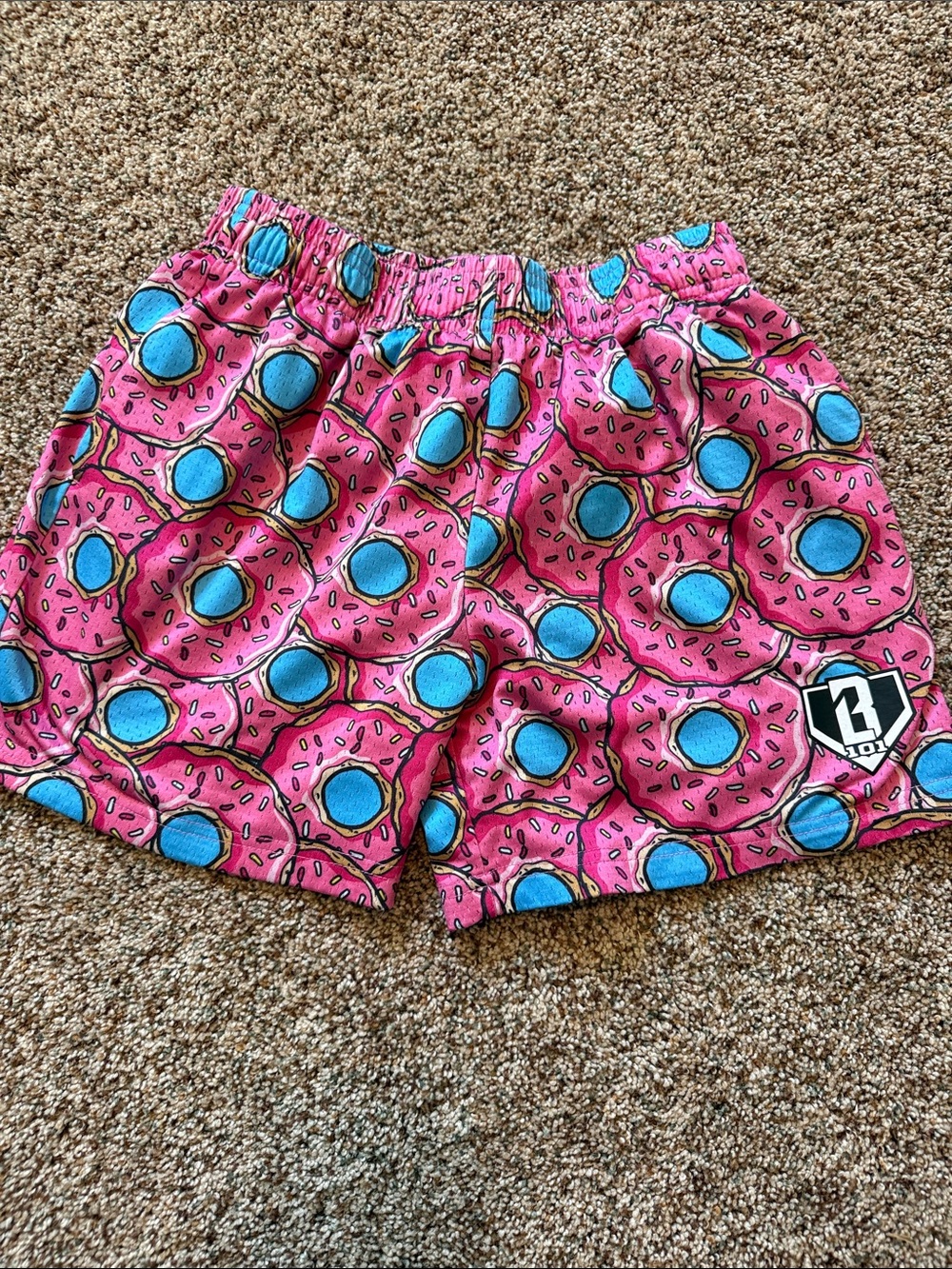 Baseball lifestyle 101 Donut Print Pink Kids Shorts